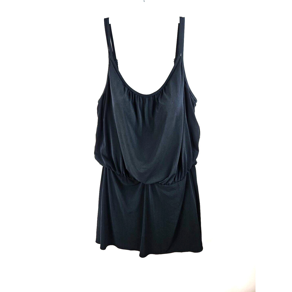 Great Lengths Swim Dress Womens Size 20 Black Modest blouson slimming Loose